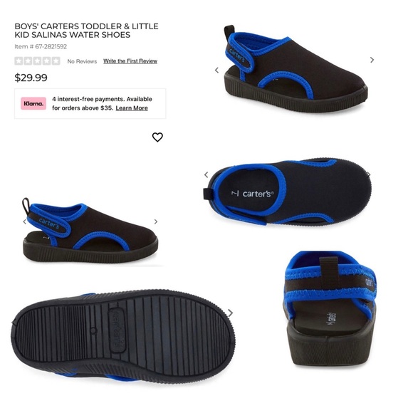 BRAND NEW CARTERS TODDLER & LITTLE KID SALINAS WATER SHOES - Picture 2 of 2